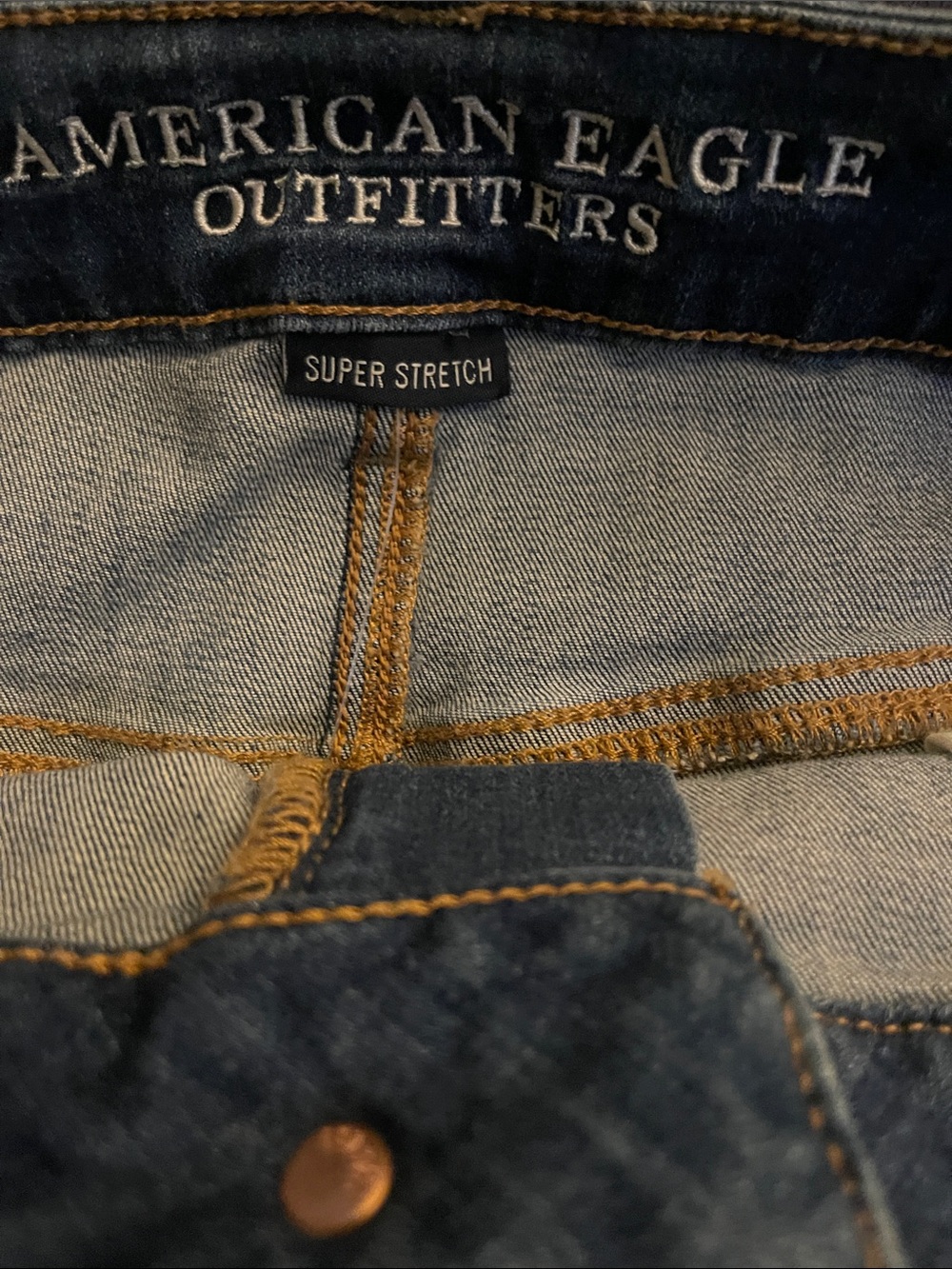 American Eagle Distressed Blue Denim Shorts HR Shortie Sz 16 NWT Super Stretch - Picture 9 of 13